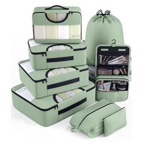 VEKEN 8 pc Packing Cubes set for Travel/Cruise/Road trips/Dorm/Closet or Gifting